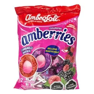 Caramelos Amberries sabor frutal 15gr bolsa 12 uds