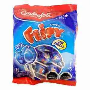 Caramelos Flipy con chicle bolsa 12 uds