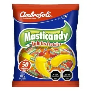 Masticandy tubitos frutales 400gr bolsa 50 uds