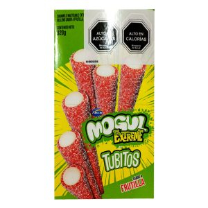 Masticables Mogul Extreme tubitos frutilla display 320gr