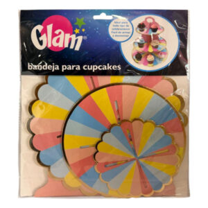 Bandeja para cupcakes Glam 3 niveles colores