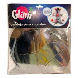Bandeja para cupcakes Glam 3 niveles plateado