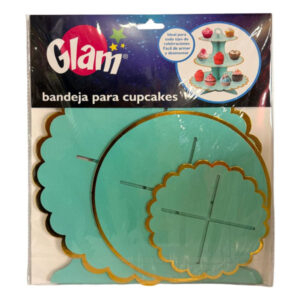 Bandeja para cupcakes Glam 3 niveles verde