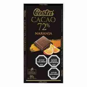 Chocolate Cacao Costa naranja barra 80 gr