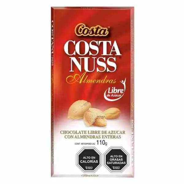 Chocolate Costa Nuss libre de azúcar barra 110gr