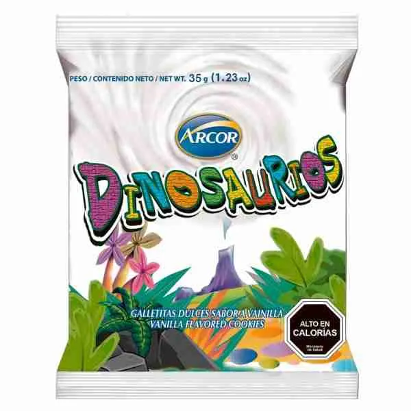 Pack 3 Galleta dinosaurios Arcor vainilla 35gr