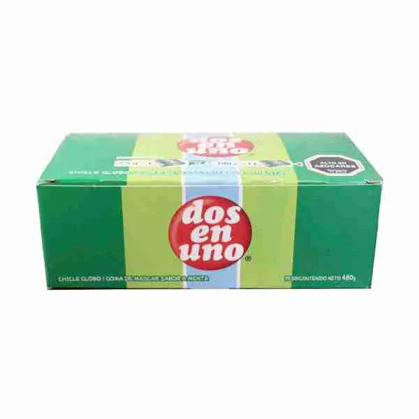 Pack 3 chicle Dos en Uno menta display 64 unidades