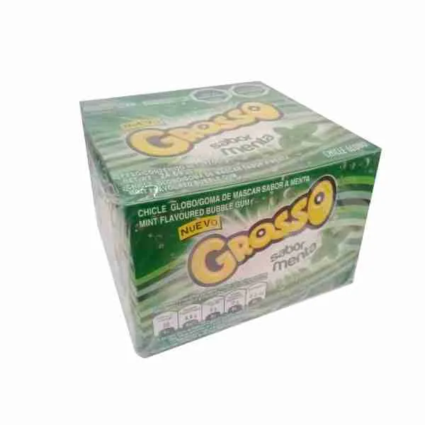 PACK 3 CHICLE GROSSO MENTA DISPLAY 100 UNIDADES 7 GR