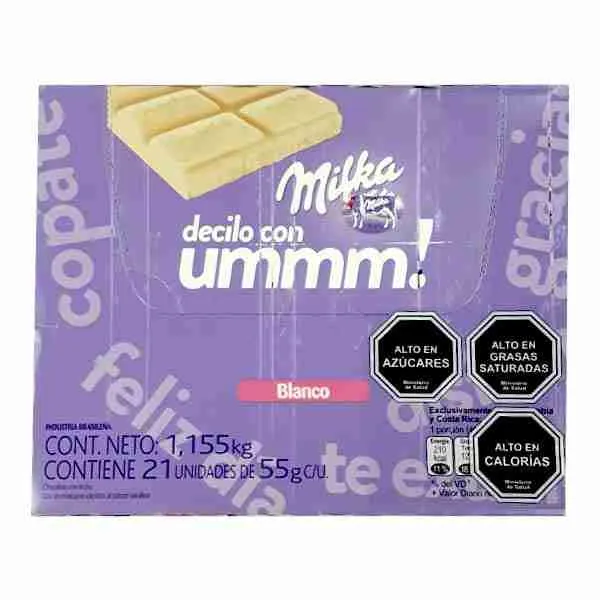 Tableta Milka blanco display 21 uds