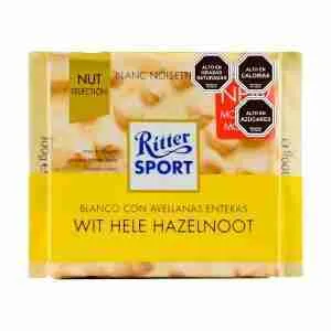 Chocolate Ritter Sport blanco con avellanas enteras tableta 100 gr