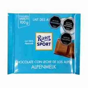 Chocolate Ritter Sport chocolate con leche de los Alpes tableta 100 gr