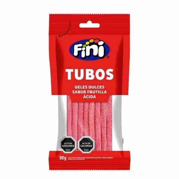 Geles dulce Fini Tubos frutilla ácida 80gr