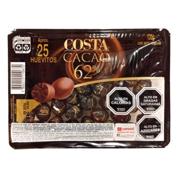 Huevitos de chocolate Costa Cacao 62% bandeja 25 uds