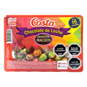 Huevitos de chocolate macizo colores Costa bandeja 16 uds