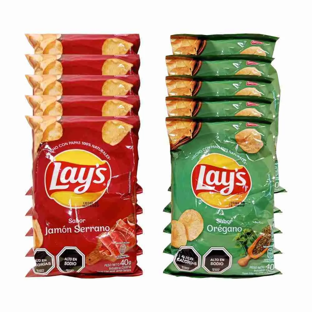 Papas fritas Lay’s mix jamón serrano y orégano manga 10 uds