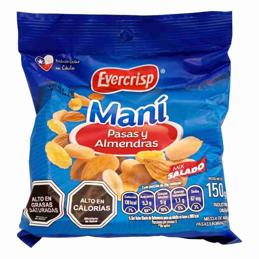 Maní Pasas y Almendras Evercrisp mix salado 150gr