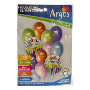 Globo Argos set Bouquet Feliz Cumpleaños 12 uds