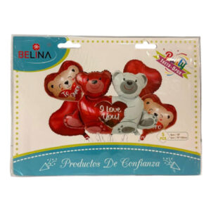 Globo metalizado Belina ositos “I Love you” set 5 piezas