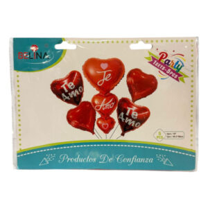 Globo metalizado Belina triple corazón “Te Amo” set 5 piezas