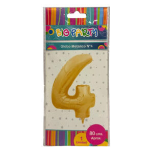 Globo metalizado Big Party N° 4 dorado 80cm