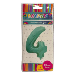 Globo metalizado Big Party N° 4 verde 80cm