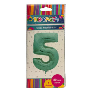 Globo metalizado Big Party N° 5 verde 80cm
