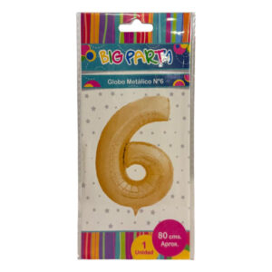 Globo metalizado Big Party N° 6 dorado 80cm