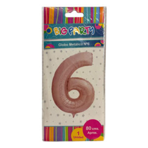 Globo metalizado Big Party N° 6 rosado 80cm