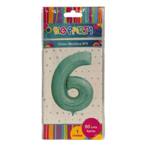 Globo metalizado Big Party N° 6 verde 80cm