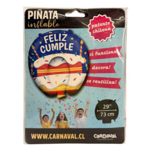 Globo piñata Carnaval “Feliz Cumple” pastel 23x73cm