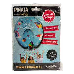 Globo piñata Carnaval “Feliz Cumpleaños” arco iris 23x73cm