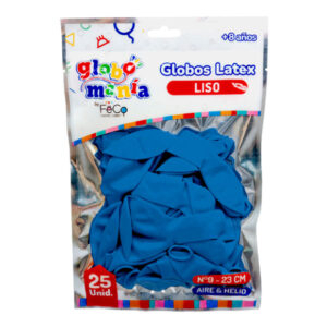 Globo látex Feco Festivity N°9 liso azul 25 uds