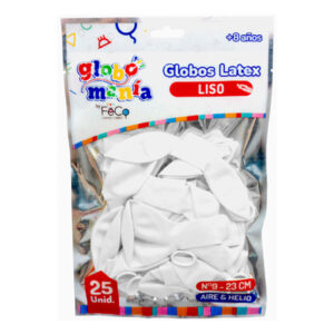 Globo látex Feco Festivity N°9 liso blanco 25 uds