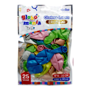 Globo látex Feco Festivity N°9 cromado surtido 25 uds