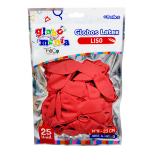 Globo látex Feco Festivity N°9 liso rojo 25 uds
