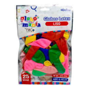 Globo látex Feco Festivity N°9 liso surtido 25 uds