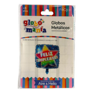Globo metálico Feco Festivity “Feliz Cumpleaños” cuadrado estrella 18″