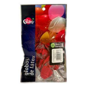 Globo látex Glam N° 12 rojo impresión “Mamá” 6 uds