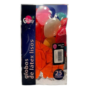 Globo látex Glam N° 9 flúor naranjo 25 uds