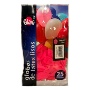 Globo látex Glam N° 9 flúor rosado 25 uds