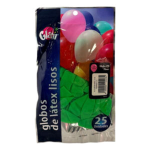 Globo látex Glam N° 9 flúor verde 25 uds