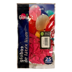 Globo látex Glam N° 9 liso color fucsia 25 uds