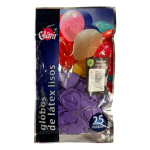 Globo látex Glam N° 9 liso color lila 25 uds