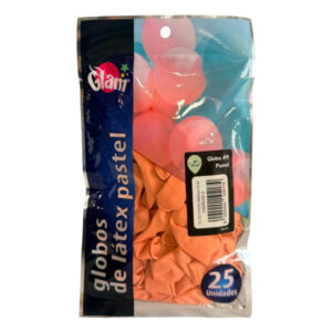Globo látex Glam N° 9 pastel naranjo 25 uds