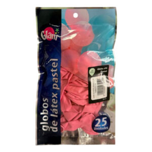Globo látex Glam N° 9 pastel rosado 25 uds