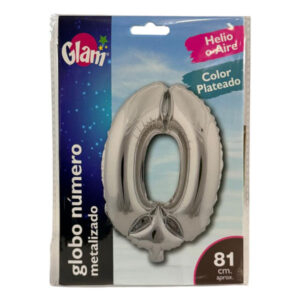 Globo metálico Glam plateado 81cm N° 0