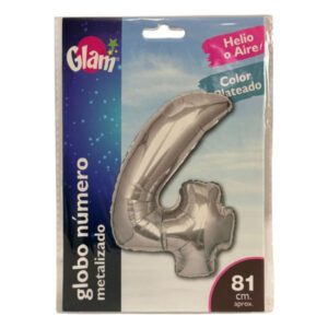 Globo metálico Glam plateado 81cm N° 4