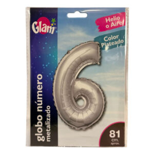 Globo metálico Glam plateado 81cm N° 6