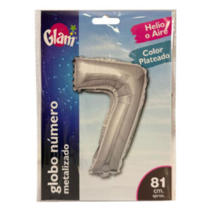 Globo metálico Glam plateado 81cm N° 7