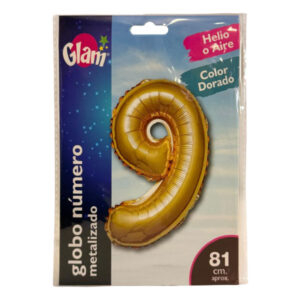 Globo metálico Glam dorado 81cm N° 9